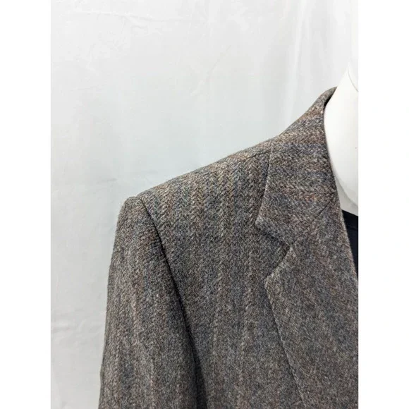 Haggar‎ Tweed Wool Blazer Suit Jacket Brown Double Striped Wool40L 42 Chest